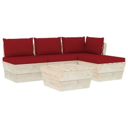 Salon de jardin palette 5 pcs avec coussins bois d'épicéa 548881548881