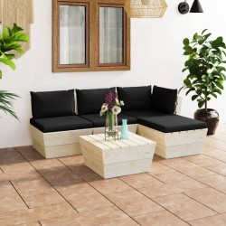 Salon de jardin palette 5 pcs avec coussins bois d'épicéa 548883548883
