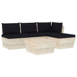 Salon de jardin palette 5 pcs avec coussins bois d'épicéa 548883548883