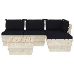 Salon de jardin palette 5 pcs avec coussins bois d'épicéa 548883548883