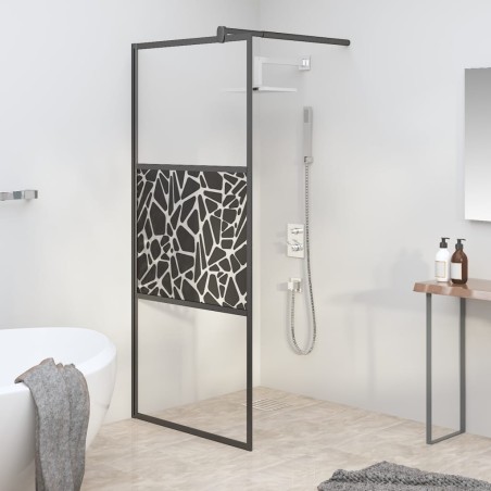 Paroi de douche 90x195 cm Verre ESG avec design de pierre Noir 548890548890
