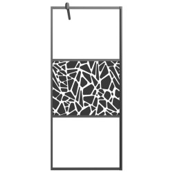 Paroi de douche 90x195 cm Verre ESG avec design de pierre Noir 548890548890