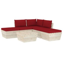 Salon de jardin palette 6 pcs avec coussins bois d'épicéa 548955548955