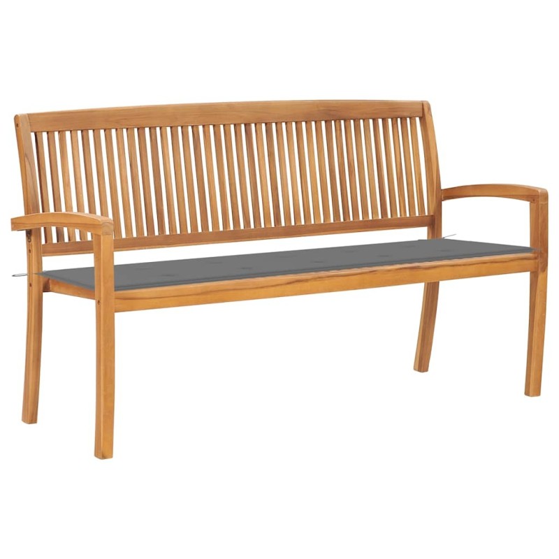 Banc de jardin empilable et coussin 159 cm Bois de teck massif 548961548961