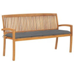 Banc de jardin empilable et coussin 159 cm Bois de teck massif 548962548962