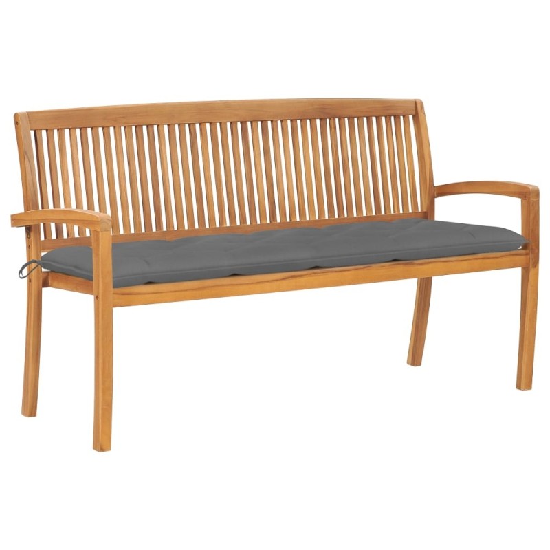 Banc de jardin empilable et coussin 159 cm Bois de teck massif 548962548962