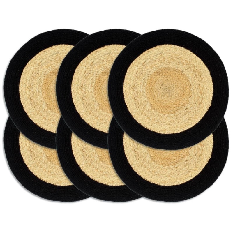 Napperons 6 pcs Naturel et noir 38 cm Jute et coton 548969548969
