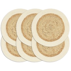 Napperons 6 pcs Naturel Plain 38 cm Rond Jute et coton  548970548970