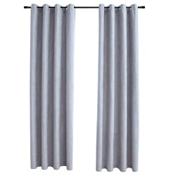 Rideaux occultants avec anneaux en métal 2 pcs Gris 140x245 cm 548979548979
