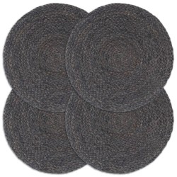 Napperons 4 pcs Gris foncé Plain 38 cm Rond Jute 549002549002