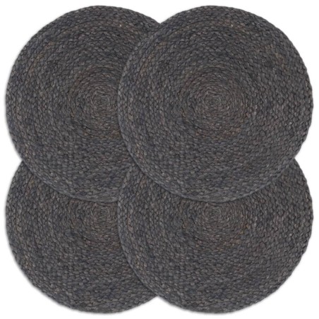 Napperons 4 pcs Gris foncé Plain 38 cm Rond Jute 549002549002