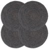 Napperons 4 pcs Gris foncé Plain 38 cm Rond Jute 549002549002