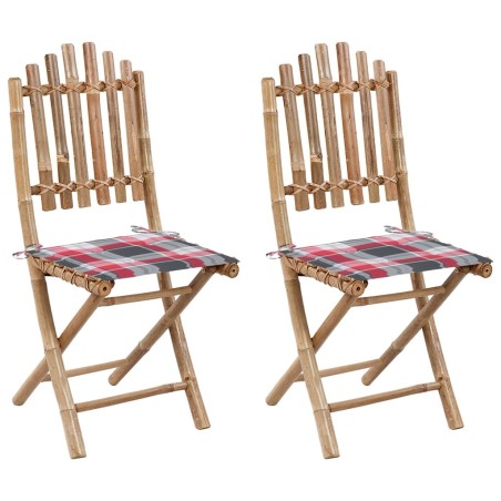 Chaises pliables de jardin lot de 2 avec coussins Bambou 549023549023