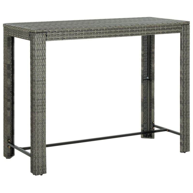Table de bar de jardin Gris 140,5x60,5x110,5 cm Résine tressée 549034549034