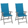 Chaises inclinables de jardin lot de 2 et coussins Bois acacia 549039549039