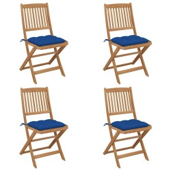Chaises pliables de jardin lot de 4 avec coussins Bois d'acacia 549040549040