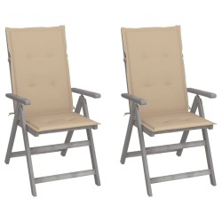 Chaises inclinables de jardin lot de 2 et coussins Bois acacia 549041549041