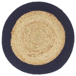 Napperons 4 pcs Naturel et bleu marine 38 cm Jute et coton 549070549070