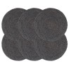 Napperons 6 pcs Gris foncé Plain 38 cm Rond Jute 549076549076