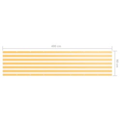 Écran de balcon Blanc et jaune 90x400 cm Tissu Oxford 549090549090