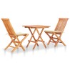 Ensemble de bistro 3pcs avec coussins crème Bois de teck massif 549094549094