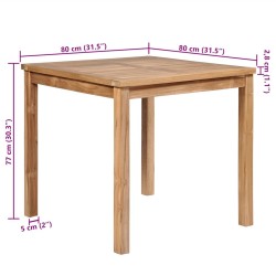 Table de jardin 80x80x77 cm Bois de teck solide 549096549096