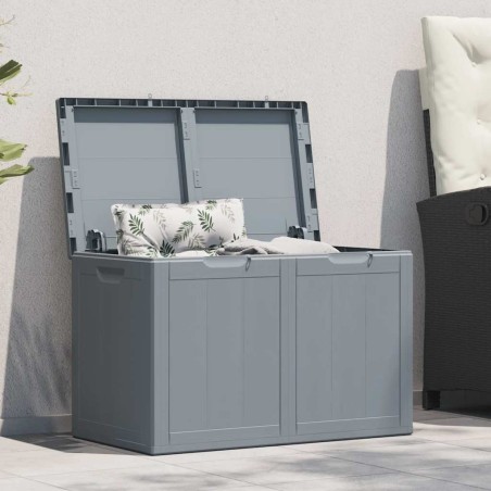 Boîte de rangement de jardin 180 L Gris PP aspect bois 549097549097