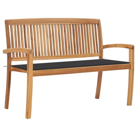 Banc de jardin empilable et coussin 128,5cm Bois de teck massif 549105549105
