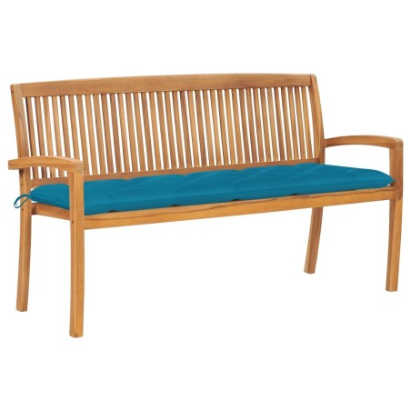 Banc de jardin empilable et coussin 159 cm Bois de teck massif 549106549106
