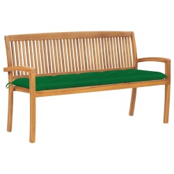 Banc de jardin empilable et coussin 159 cm Bois de teck massif 549110549110