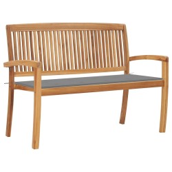 Banc de jardin empilable et coussin 128,5cm Bois de teck massif 549112549112