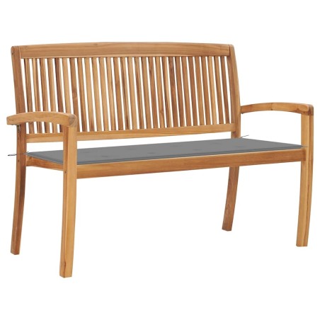 Banc de jardin empilable et coussin 128,5cm Bois de teck massif 549112549112