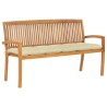 Banc de jardin empilable et coussin 159 cm Bois de teck massif 549114549114