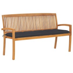 Banc de jardin empilable et coussin 159 cm Bois de teck massif 549115549115