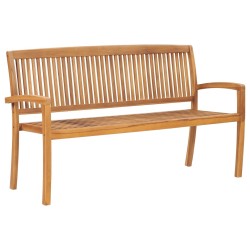 Banc de jardin empilable et coussin 159 cm Bois de teck massif 549115549115
