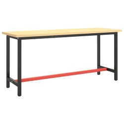 Cadre de banc de travail Noir et rouge mat 170x50x79 cm Métal 549119549119