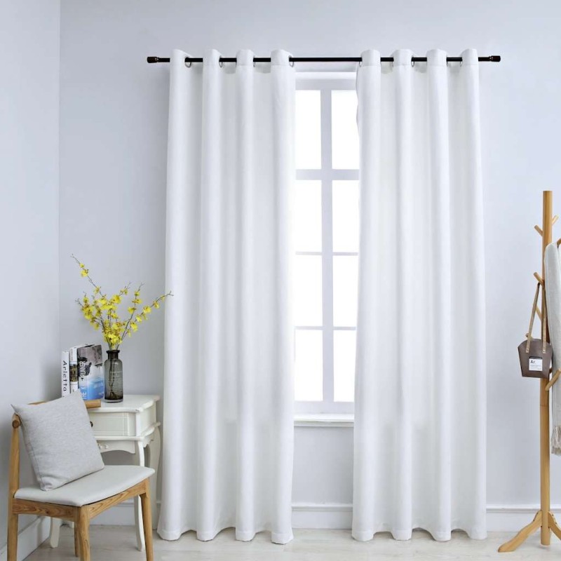 Rideau occultant et anneaux en métal 2pcs Blanc cassé 140x245cm 549121549121