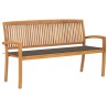 Banc de jardin empilable et coussin 159 cm Bois de teck massif 549122549122