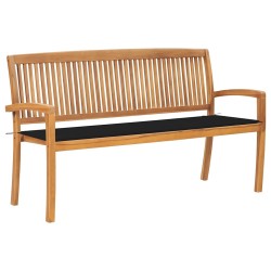 Banc de jardin empilable et coussin 159 cm Bois de teck massif 549123549123