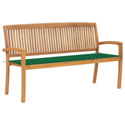 Banc de jardin empilable et coussin 159 cm Bois de teck massif 549125549125