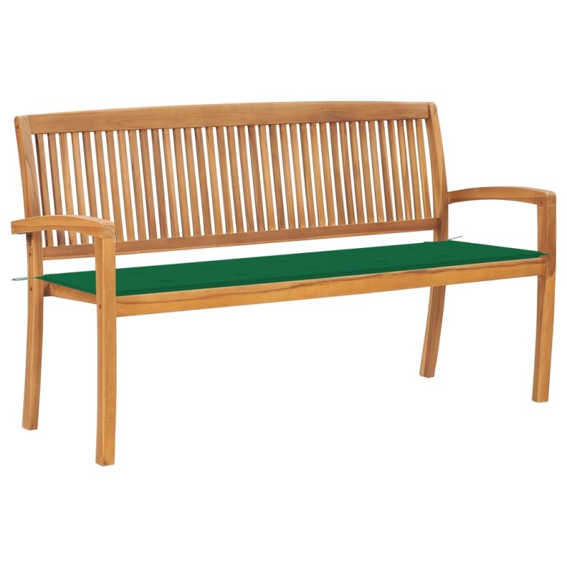 Banc de jardin empilable et coussin 159 cm Bois de teck massif 549125549125