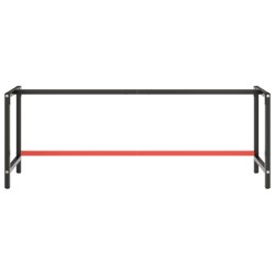 Cadre de banc de travail Noir et rouge mat 220x57x79 cm Métal 549127549127