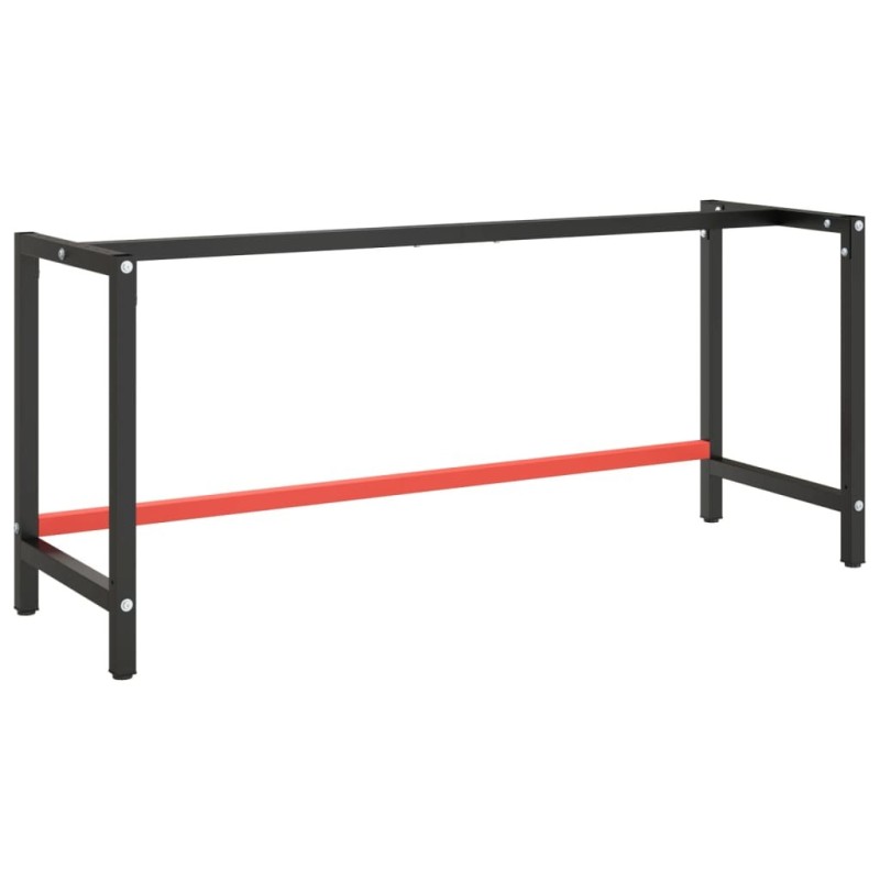 Cadre de banc de travail Noir et rouge mat 180x57x79 cm Métal 549128549128