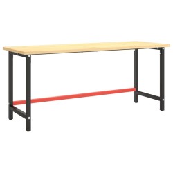Cadre de banc de travail Noir et rouge mat 180x57x79 cm Métal 549128549128