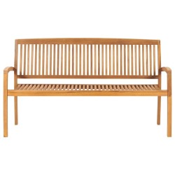 Banc de jardin empilable et coussin 159 cm Bois de teck massif 549129549129