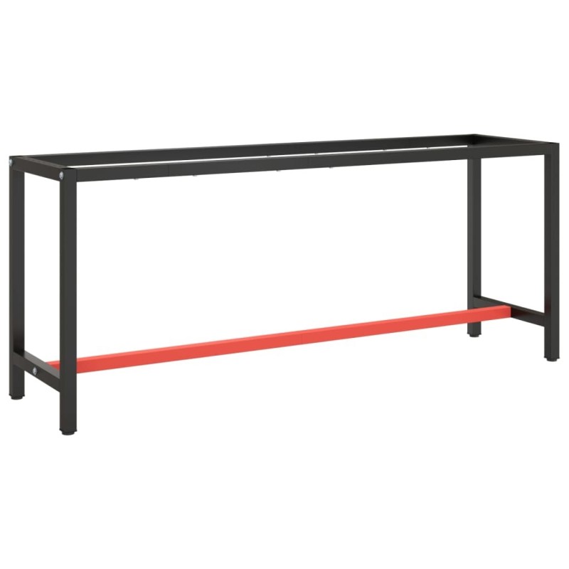 Cadre de banc de travail Noir et rouge mat 190x50x79 cm Métal 549132549132
