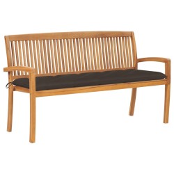 Banc de jardin empilable et coussin 159 cm Bois de teck massif 549146549146