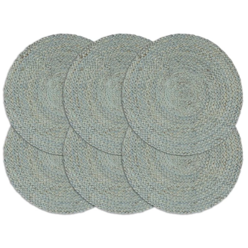 Napperons 6 pcs Vert olive Plain 38 cm Rond Jute 549151549151