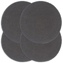 Napperons 4 pcs Gris foncé Plain 38 cm Rond Coton  549154549154