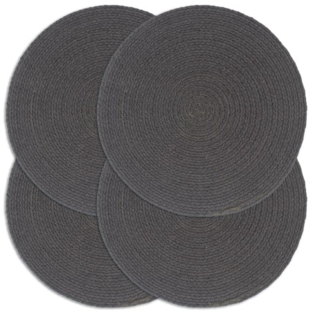 Napperons 4 pcs Gris foncé Plain 38 cm Rond Coton  549154549154